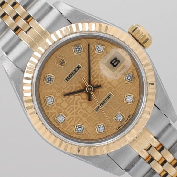 Rolex Ladies Datejust 26mm Champagne Jubilee Dia Dial Fluted Jubilee Band 69173 - Picture 1 of 10
